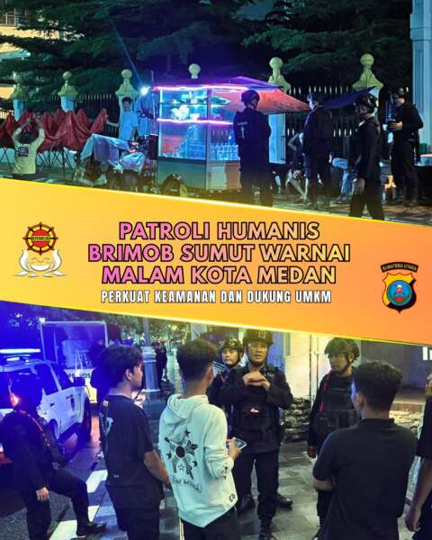 Patroli Humanis Brimob Sumut Warnai Malam Kota Medan, Perkuat Keamanan dan Dukung UMKM